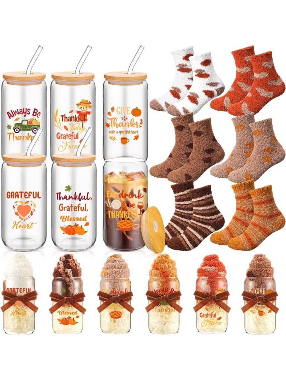 Thanksgiving Gift Sets for Women - 6 Festive Decor Items for Holiday Celebration